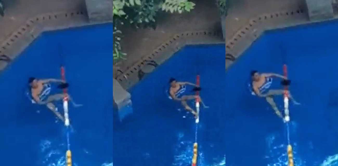 吃瓜吃瓜！！成都锦龙云府 男子泳池打飞机被曝光 小姑娘下去游泳怀孕了可咋整？？